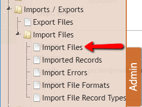 Import Files location on Admin Menu